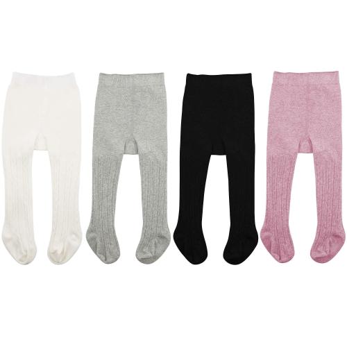 Zando 4 Pairs Cotton Baby Tights 12-18 Months Girls Thick Cable Tights Infant Knit Footed Leggings for Toddler Girls 0-6 Months