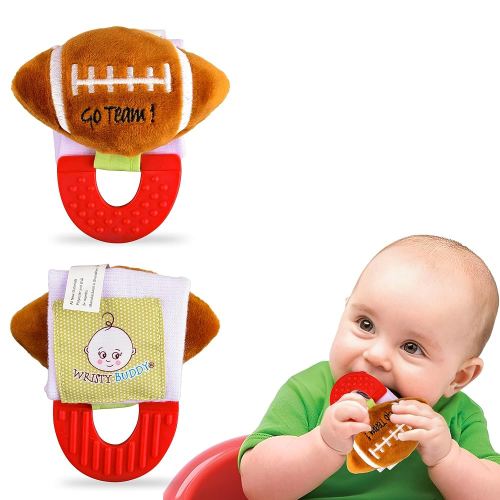 Teething Ring for Babies 0-6 8 10 12 Months | Cute Soft Football Teething Toys & Gloves | Baby Teething Relief Toy Pack | Infant Chew Toys for 3-6 Months, 1 2 3 Years