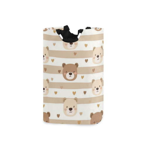 Laundry Basket Collapsible Laundry Basket Hamper with Handles for Dorm Clothes Toy Storage Cute Bear Face Pattern