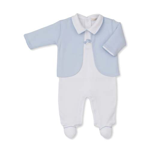 Premier Sweet Sheep Blue Hand Emb. Footie & Jacket Set