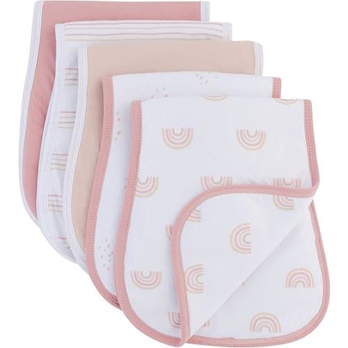 Ely's & Co. Baby Burp Cloths - 5pc Hourglass Shape with Extra Absorbent - Baby Bibs & Burp Cloths Baby Girl and Baby Boy, Newborn Essentials (Pink Rainbow Combo)