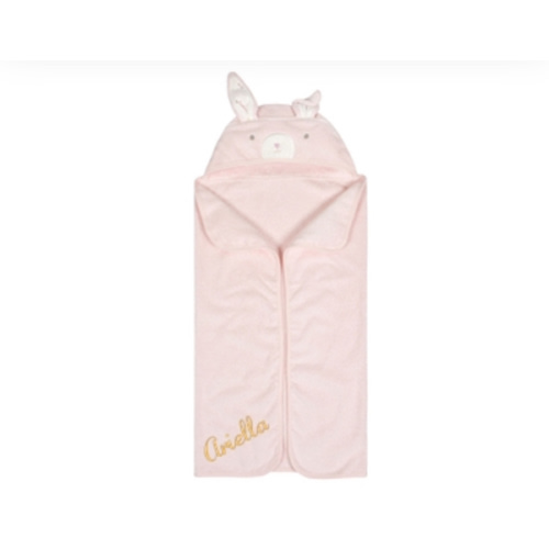 Gerber - Embroidered Baby Girls Vintage Floral Bunny Bath Wrap