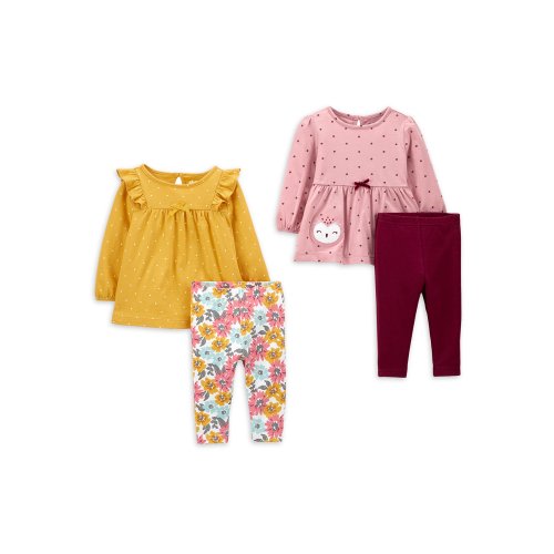 Child of Mine by Carter's Baby Girl Long Sleeve Top & Leggings, 4pc Outfit Set