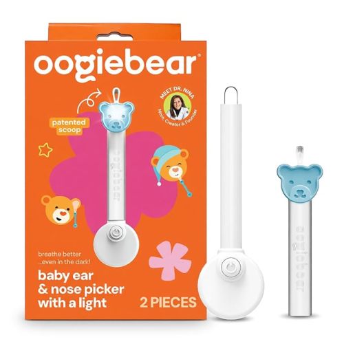 oogiebear Brite - Baby Nose Cleaner and Ear Wax Removal Tool. Baby Gadget with Nighttime LED Light. Safe Snot Booger Picker for Newborns, Infants & Toddlers