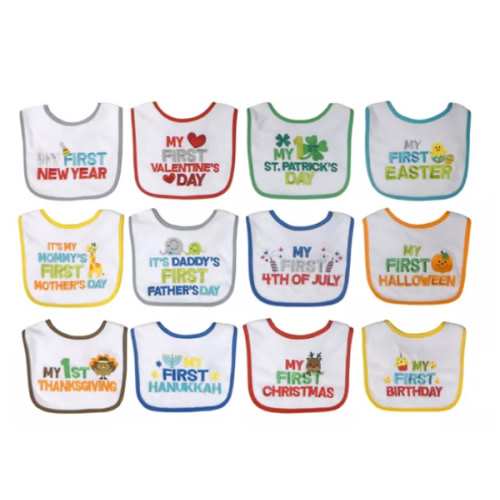 Neat Solutions® 12-Pack Baby's 1st Year Holiday Bib Set