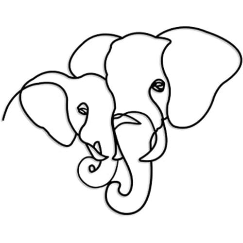 Vineland Metal Elephant Wall Art Decor, Black Wall Hanging, 16.5 x 12.9 Inches, Modern Home Decoration