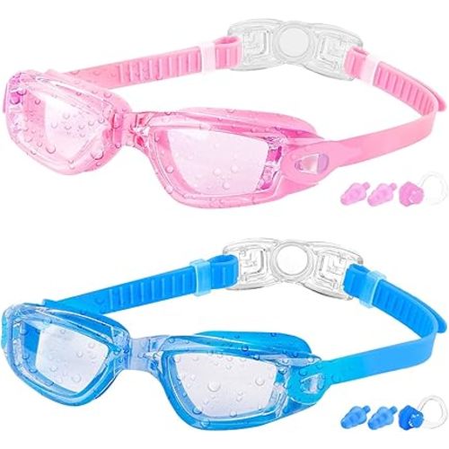 COOLOO Kids Swim Goggles, 2 Packs Swimming Goggles for Kids Girls Boys and Child Age 4-16