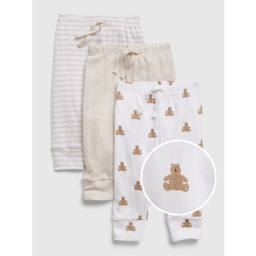 Baby 100% Organic Cotton First Favorite Pull-On Pants (3-Pack) in oatmeal heather