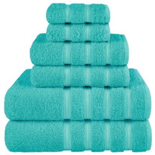 American Soft Linen 6 Piece Towel Set, 100% Cotton Bath Towels for Bathroom, Turquoise Blue