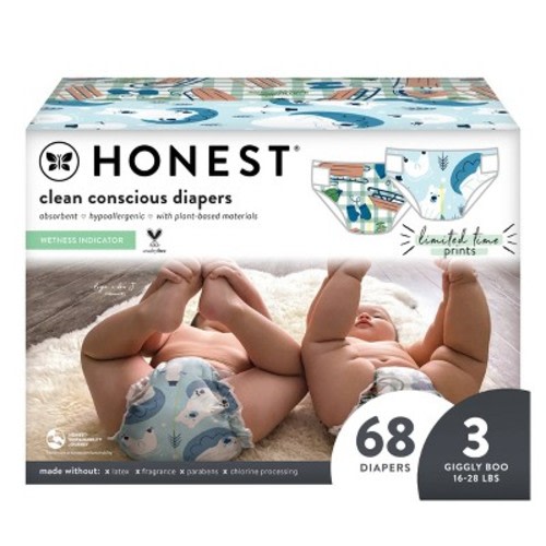 The Honest Company Disposable Diapers - Snow Much Fun & Sled Up - (Select Size and Count)