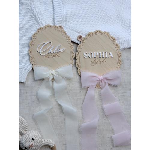Personalized Baby Name Announcement Sign, Wooden Newborn Name Plaque, Hospital Birth Announcement Photo Prop
