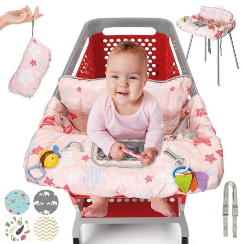 PILLANI Shopping Cart Cover for Baby, High Chair Cover for Restaurant Seat - Grocery Cart Cover for Baby Girl and Boy, Comfortable Cotton Buggy Covers for Babies - Padded Toddler Shopping Cart Cover