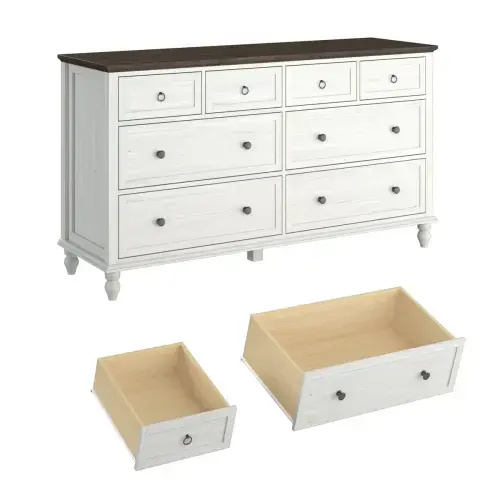 Charlton Home® 8 Drawer Dresser For Bedroom, 65in Large Long Drawer Dresser with Deep Drawers, Rustic Wood Wide Chest of Drawers with Large Capacity, Storage Dressers for Bedroom, Living Room, Hallway & Reviews | Wayfair