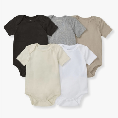 Burt's Bees Baby Bodysuits, Short Sleeve and Long Sleeve One-Pieces, 100% Organic Cotton, Pack of 5