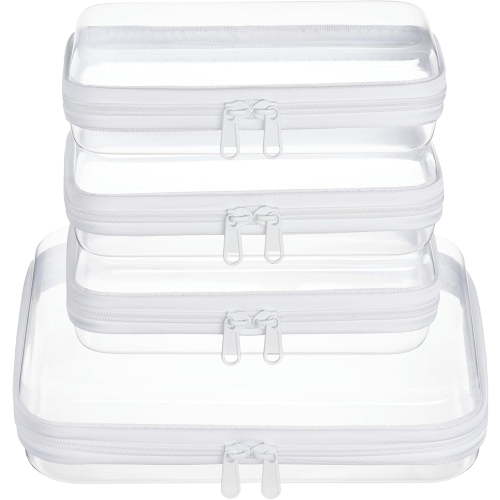 4 pcs Clear Zipper Pouches,Hard Shell Zipper Case, Toiletry Bag for Travel, CLear Diaper Bag, Toiletry Pouch, Travel Organizer, Cosmetic Bag,Toy Storage Bins