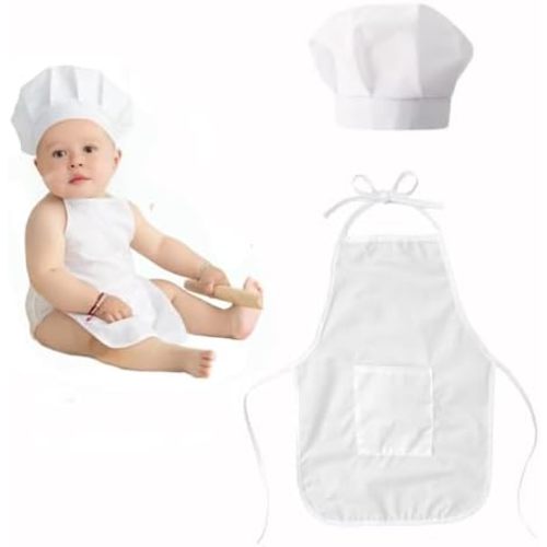 2 PCS Baby Photography Props, Chef Posing Photo for 6-24 Months, Chef Hat and Apron Photo Props