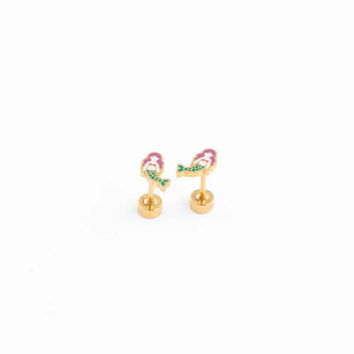 Enamel Mermaid Stud Earring – Pip Pop Post