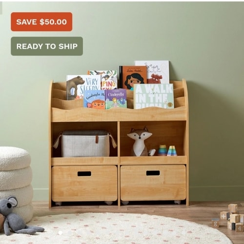 Theo Kids Bookshelf and Toy Drawer Organiser | Kids Furniture