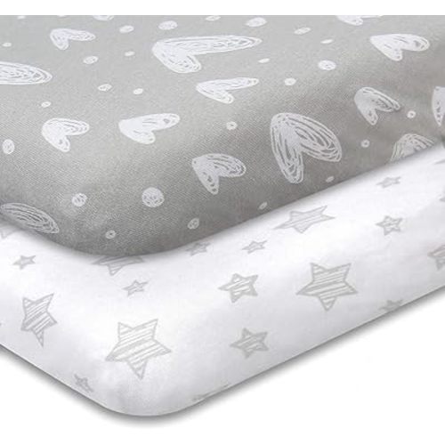 Bassinet Sheets, Bassinet Fitted Sheets, Gray Print, 2 Pack