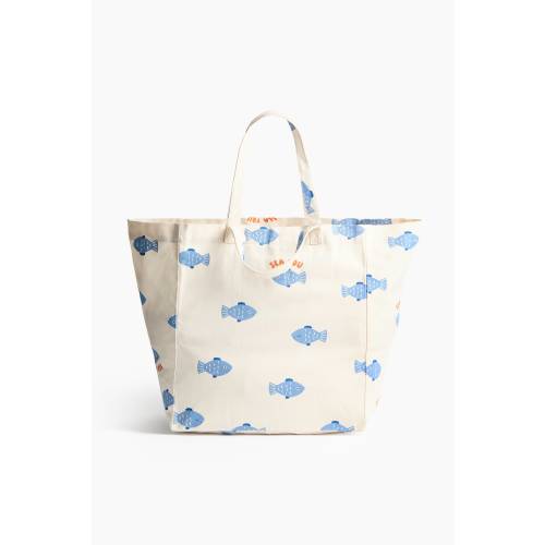 Cream/fish Patterned Beach Bag at H&M Home | H&M US