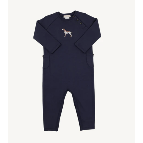 Rayburn Romper - Nantucket Navy with Dog Embroidery