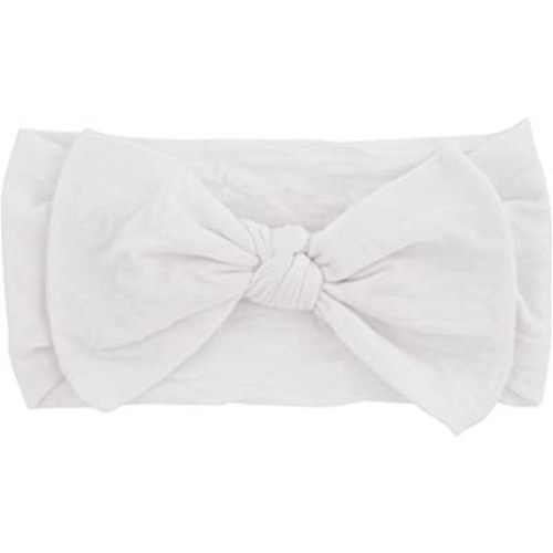 Wee Ones Stretch Nylon Baby Band with Nylon Bowtie - White (6-24 months)