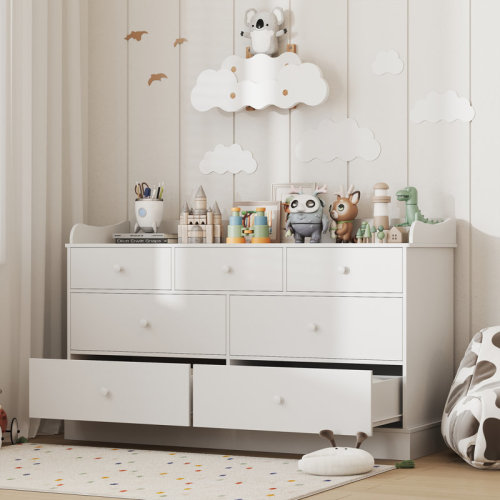 Trinx Kids Dresser Cabinet with 7 Drawers, Changing Table for Nursery, White Chest of Drawers, Baby Dresser, Kids Bedroom Furniture | Wayfair