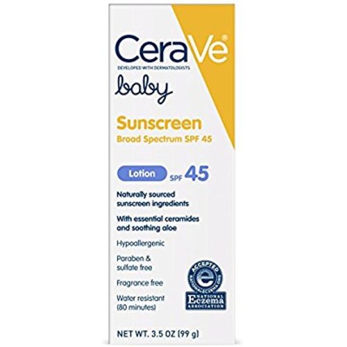 CeraVe Mineral Baby Sunscreen SPF 45 | 3.5 Ounce | Baby Lotion Sunblock to Protect Delicate Skin | Paraben, Sulfate & Fragrance Free