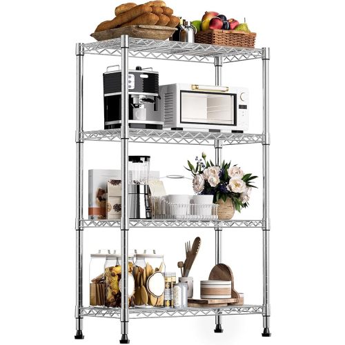 M MZG 1000 lbs Storage Shelving Steel Heavy Duty 4-Tier Utility Shelving Unit Steel Organizer Wire Rack for Home,Kitchen,Office (13.7" D x 29.5" W x 47.2" H)
