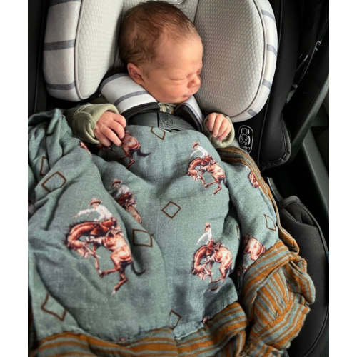 Teal Bronc Bamboo Muslin Blanket – Cowkid Clothing Company
