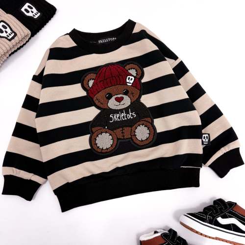 BEAR PATCH STRIPE SWEATSHIRT – Skeletots