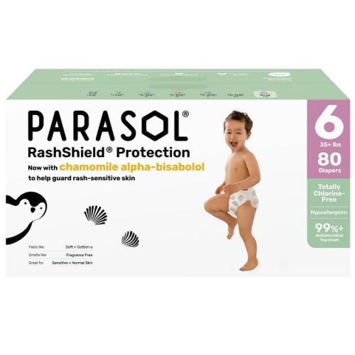 Parasol Chlorine-Free Diapers with RashShield Protection - Size 6 - 80ct