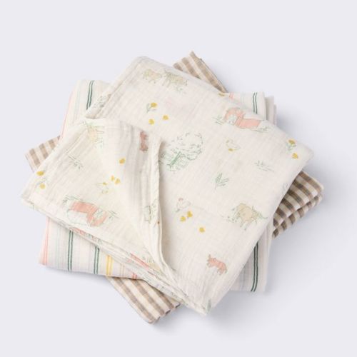 Muslin Swaddle Baby Blankets - Farm Friends - 3pk - Cloud Island™
