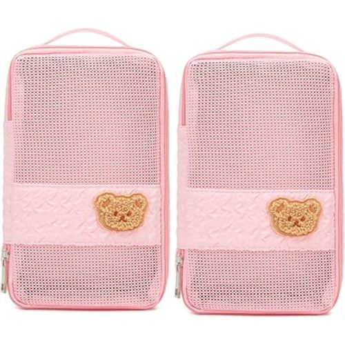 Diaper Bag Organizer Pouches - 2 Pack, Small Diaper Bag Mini Purse, Travel Baby Bag for Boys & Girls, Pink