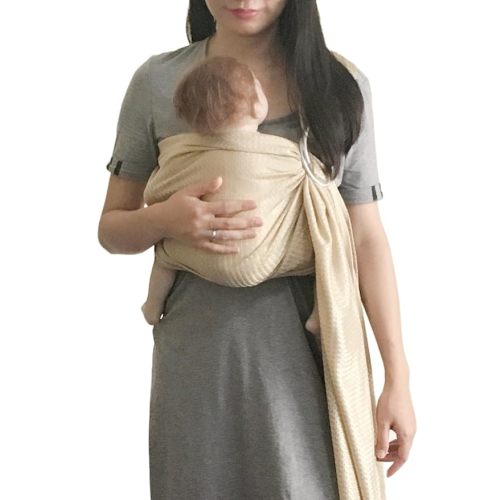Baby Water Ring Sling Carrier | Lightweight Breathable Mesh Baby Wrap for Infant, Newborn, Kids and Toddlers | Perfect for Summer, Swimming, Pool, Beach | Great for Dad Too Champagne