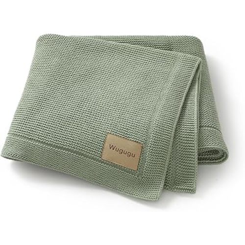 Baby Blanket 30 x 40 Inch Soft Knit for Boys & Girls Cotton Nursery Swaddling Blankets Toddler Knitted Crochet Receiving Crib