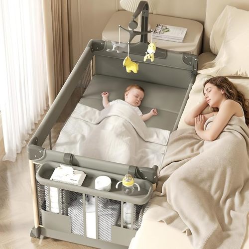 4-in-1 Pack and Play, with Musical Toy Rack & Bag, Crib Organizer