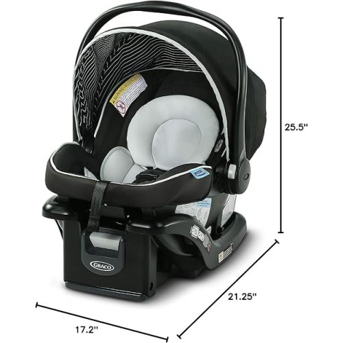 Graco SnugRide Lite LX Infant Car Seat, Rear-Facing, Lightweight, Adjustable Base, Easy Install, Studio