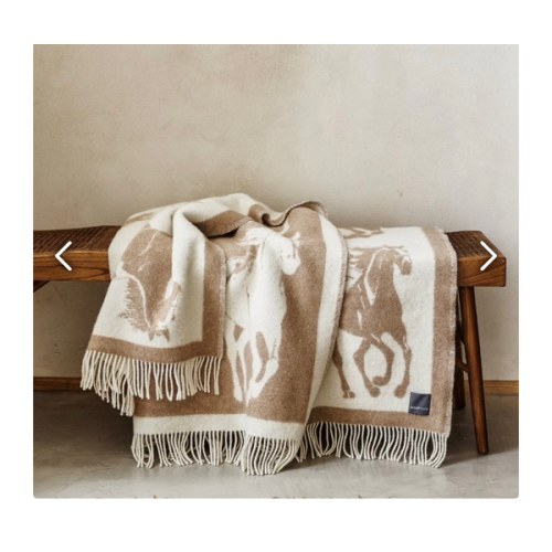 Wild and Wool Horse Print Wool Throw - Latte - US | Woolroom