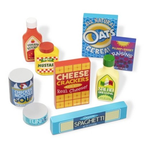 Melissa & Doug Wooden Pantry Products Play Food Set : Pretend Kitchen Accessories, Creative Thinking Education