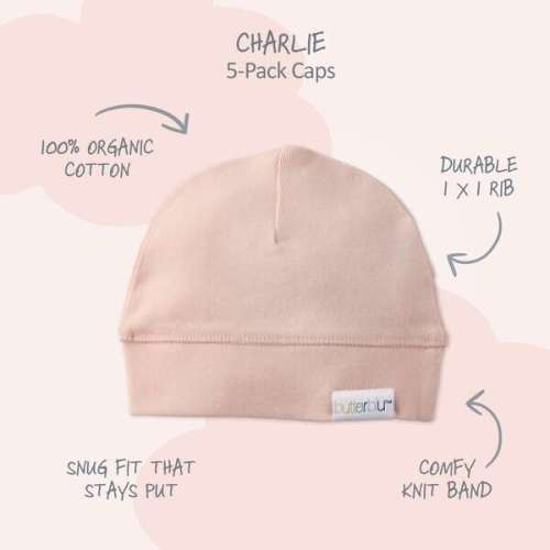 CHARLIE 5-Pack Caps, Sorbet - butterblu | Maisonette