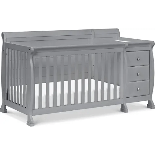 DaVinci Kalani 4-in-1 Convertible Baby Crib & Changing Table Combo - GREENGUARD Gold Certified - Toddler Bed, Daybed, Full-Size Bed Conversion - 4 Adjustable Mattress Heights - Gray