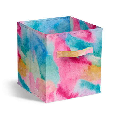 Sorbus 11" Foldable Storage Cubes with Handles in Watercolor Tie Dye 1 Piece | Wayfair