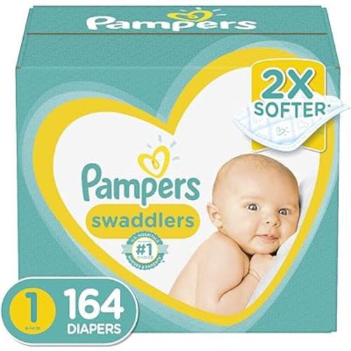 Diapers Newborn/Size 1 (8-14 lb), 164 Count - Pampers Swaddlers Disposable Baby Diapers, Enormous Pack