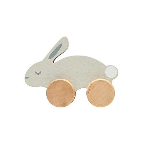 Pearhead Montessori Wooden Bunny Push-Pull Toy for Toddlers – Baby, Stocking Stuffers for Toddlers, Gray Rolling Rabbit Encourages Motor Skills & Imaginative Play