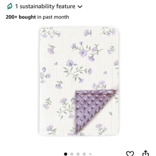 BOPRIO Baby Blankets for Unisex Boys Girls Super Soft Nursery Minky Blankets with Breathable Muslin Cotton Front and 3D Touch Dotted Fleece Backing, Floral Printed Bed Throws Newborn 30 x 40 Inch