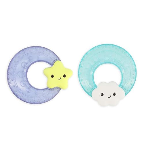 Infantino Shake & Soothe Water Teethers - Sensory Exploration, Teething, Cooling & Massaging Relief for Sore Gums, Cloud and Star, 2-Pack