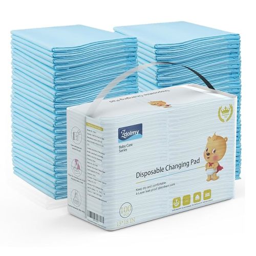 Disposable Changing Pad Liners (100 Pack) Super Soft, Disposable Changing Pads, Ultra Absorbent & Waterproof - Covers Any Surface for Mess Free Baby Diaper Changes (White)