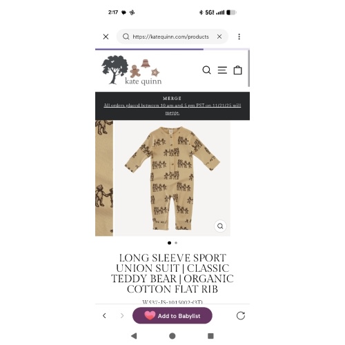 long sleeve sport union suit | classic teddy bear | organic cotton flat rib