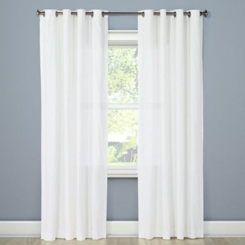 54"x84" Light Filtering Solid Window Curtain Panel Natural White - Threshold™: Cotton Grommet Top, Indoor Use